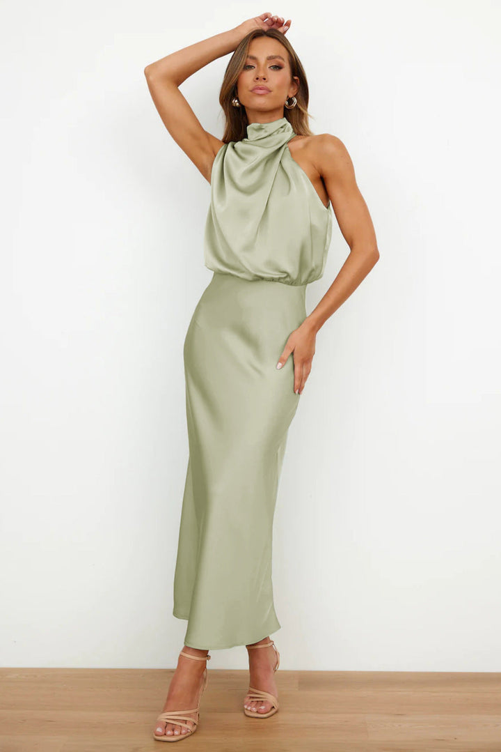 Lydia | Long Halter Neck Dress