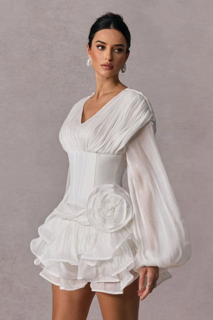 ÉLODIE Floral Appliqué Mini Dress