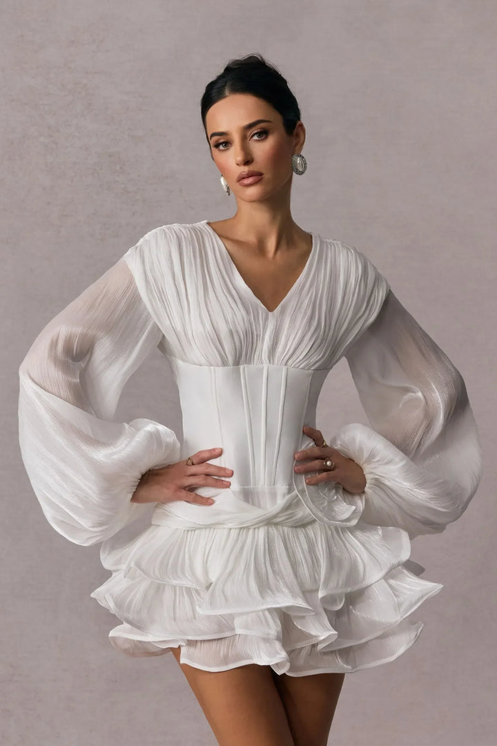 ÉLODIE Floral Appliqué Mini Dress