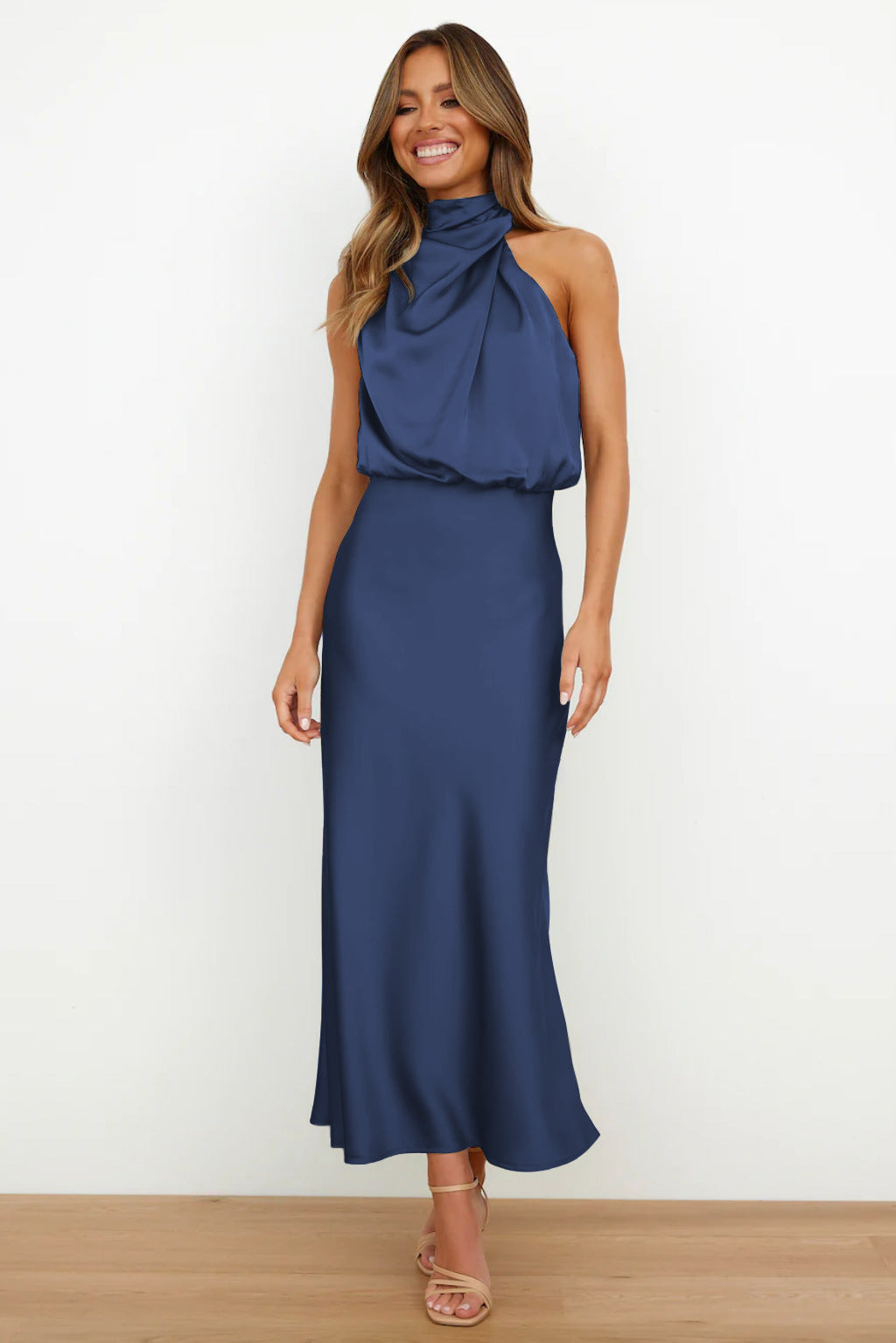 Lydia | Long Halter Neck Dress