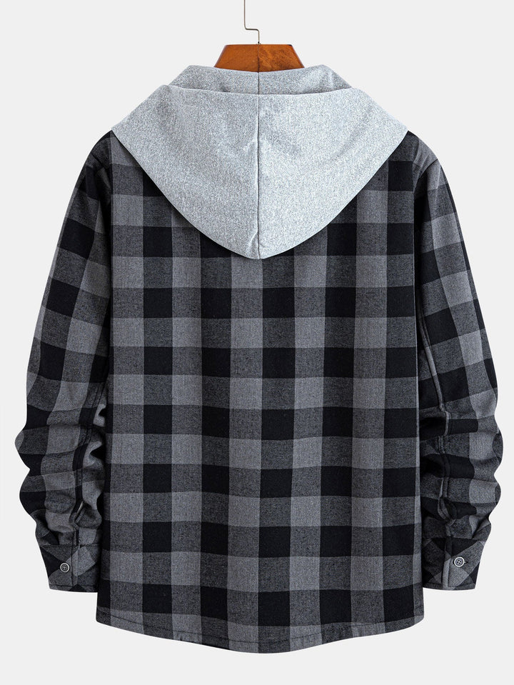 Teddy Lined Plaid Hooded Shirt