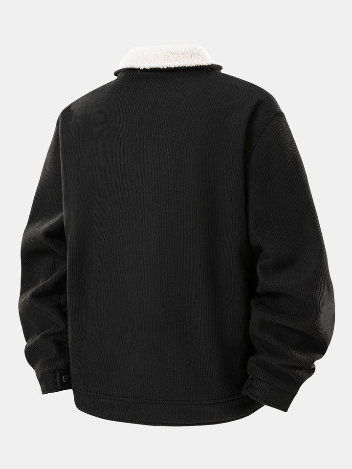 Teddy Lined Zipper Corduroy Jacket