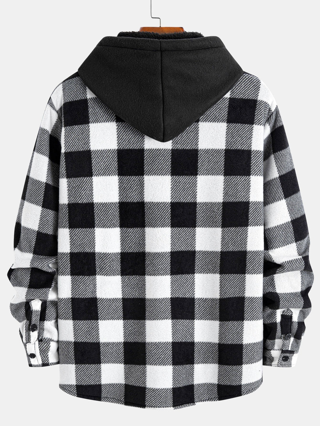 Flannel Fleece Lined Zip Up Hooded Shirt