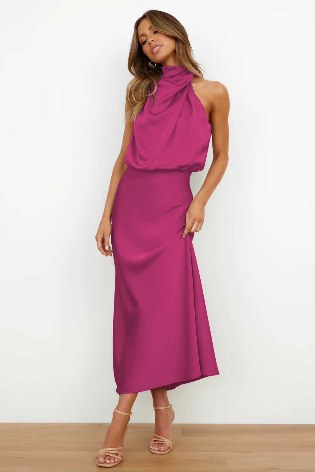 Lydia | Long Halter Neck Dress