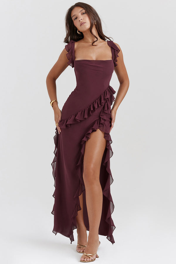 Amira Long Dress – Dark Plum