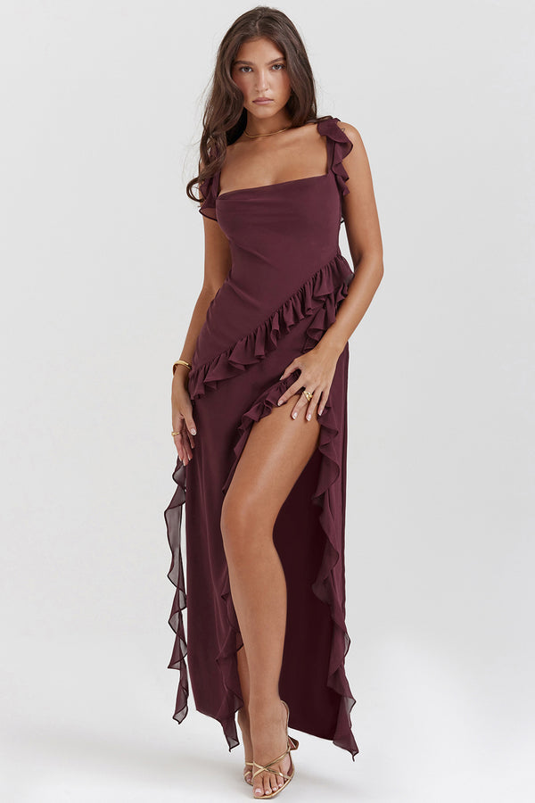 Amira Long Dress – Dark Plum