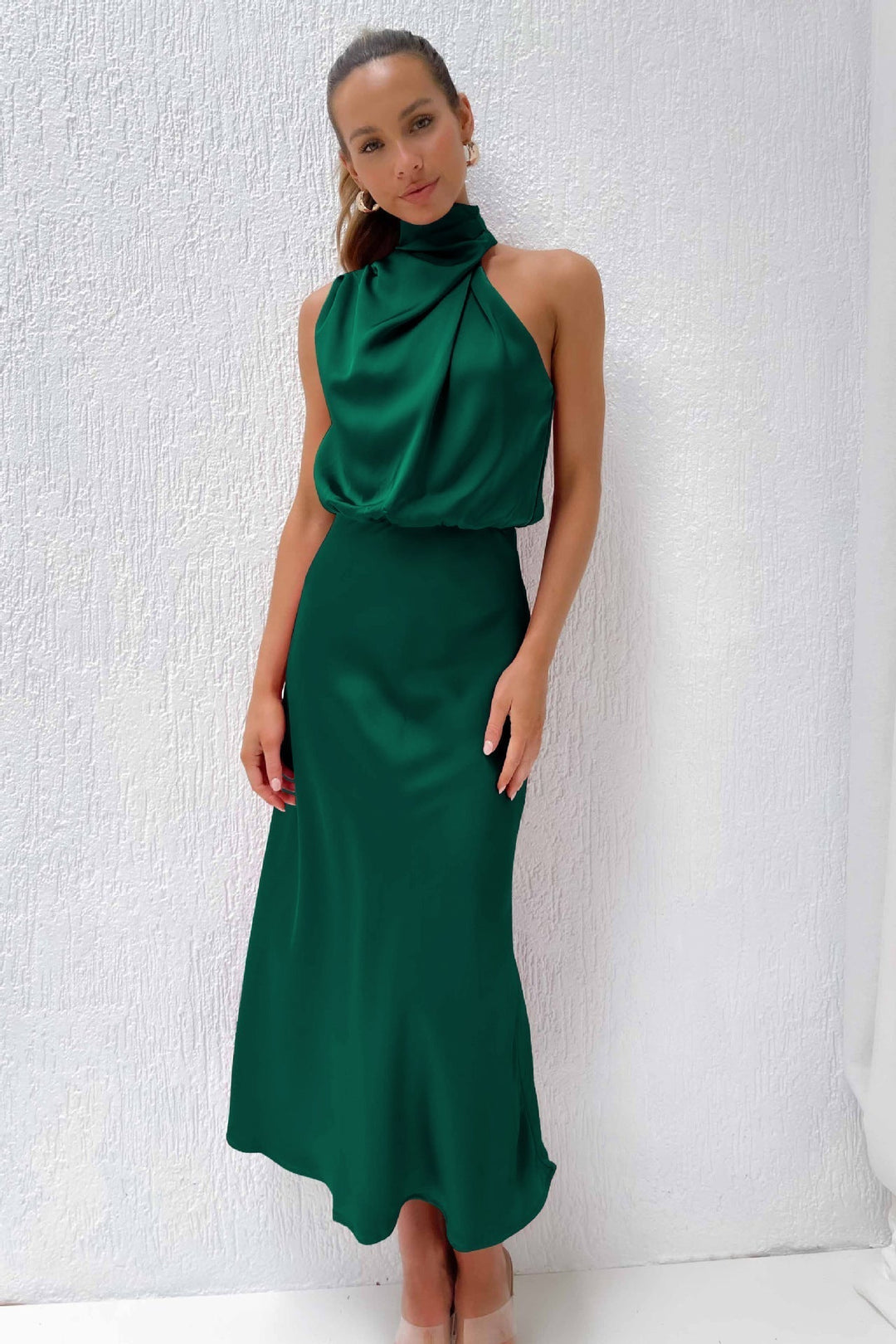 Lydia | Long Halter Neck Dress