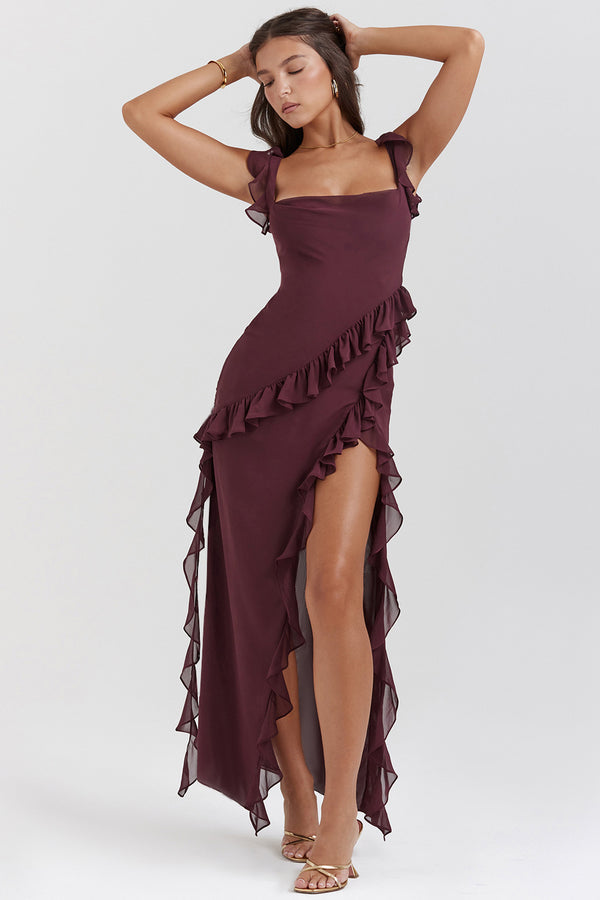 Amira Long Dress – Dark Plum