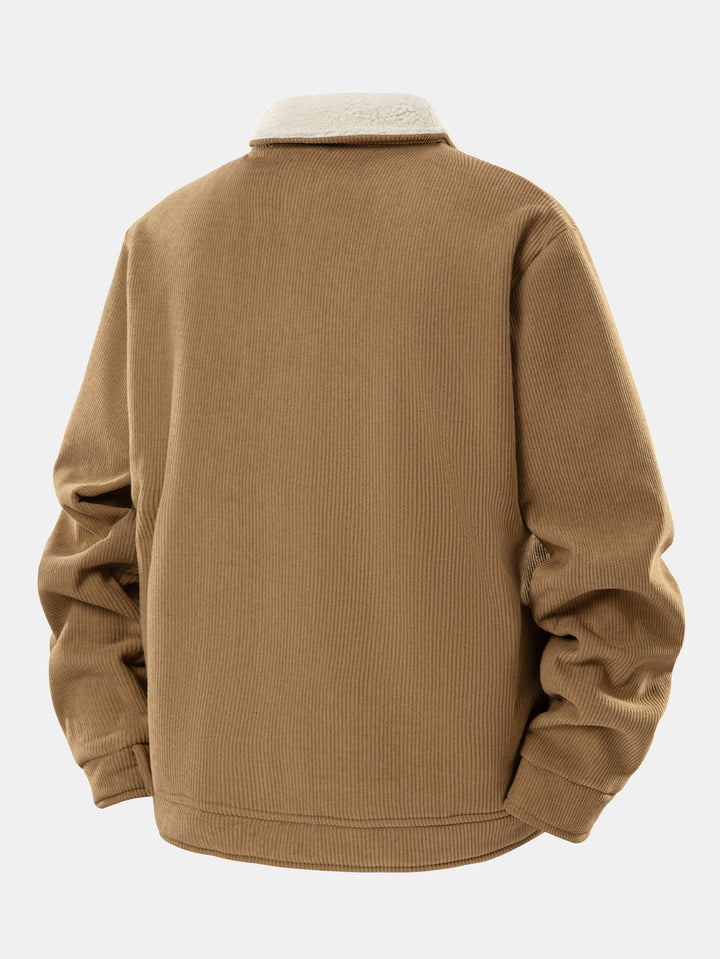 Teddy Lined Zipper Corduroy Jacket