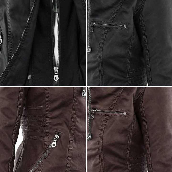 Aven | Modern Hooded Leather Jacket