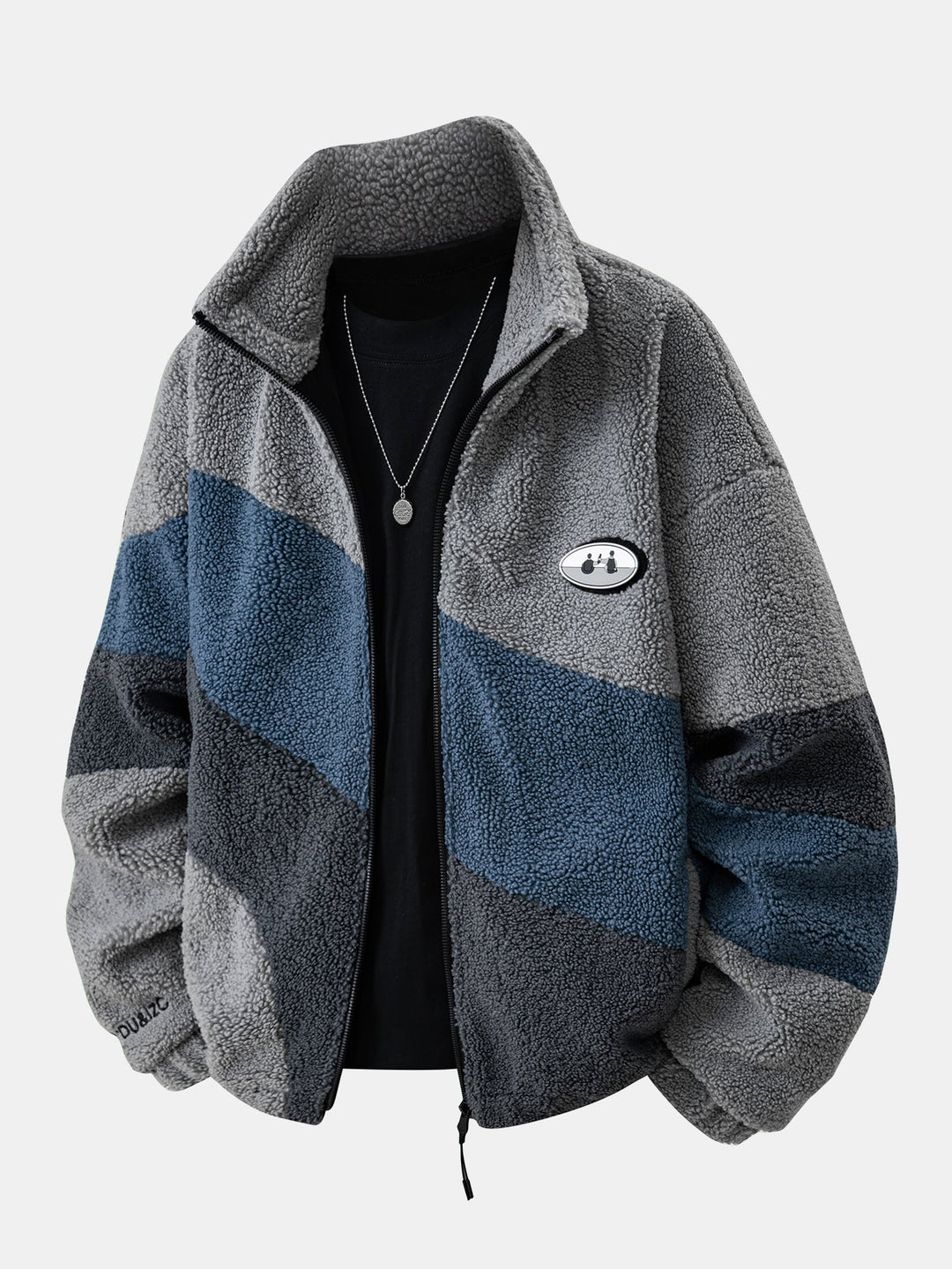 Color Block Teddy Zip-Up Jacket