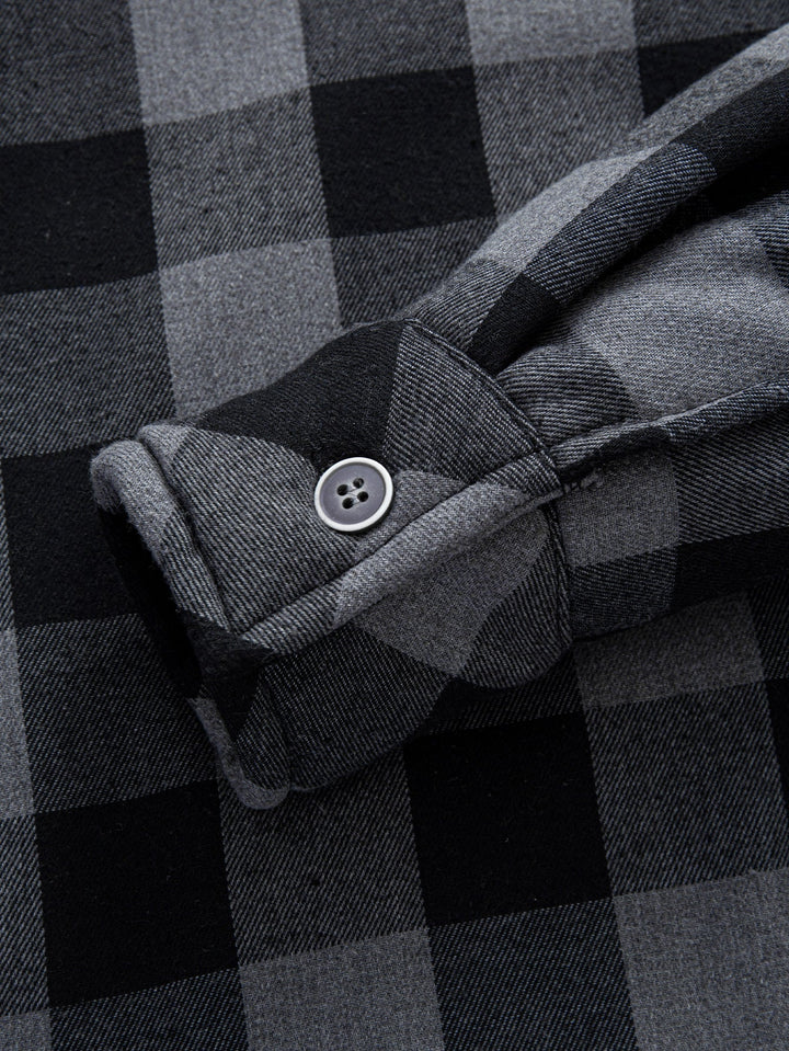 Teddy Lined Plaid Hooded Shirt