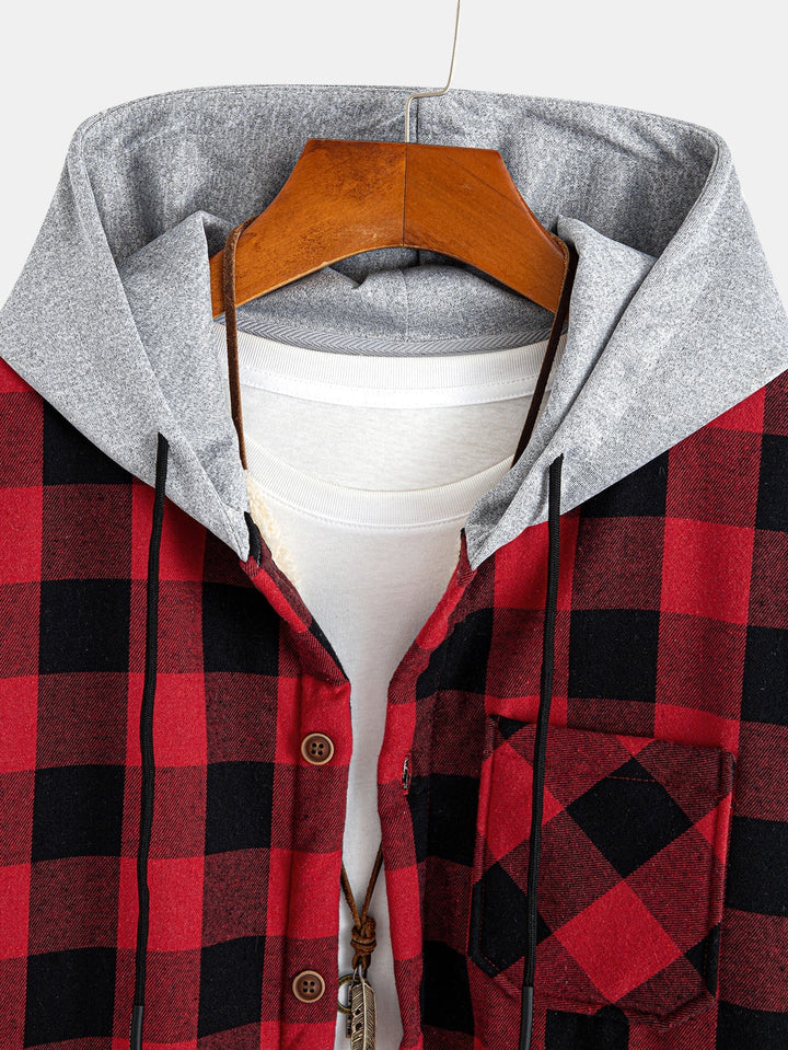 Teddy Lined Plaid Hooded Shirt