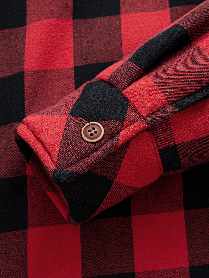 Teddy Lined Plaid Hooded Shirt