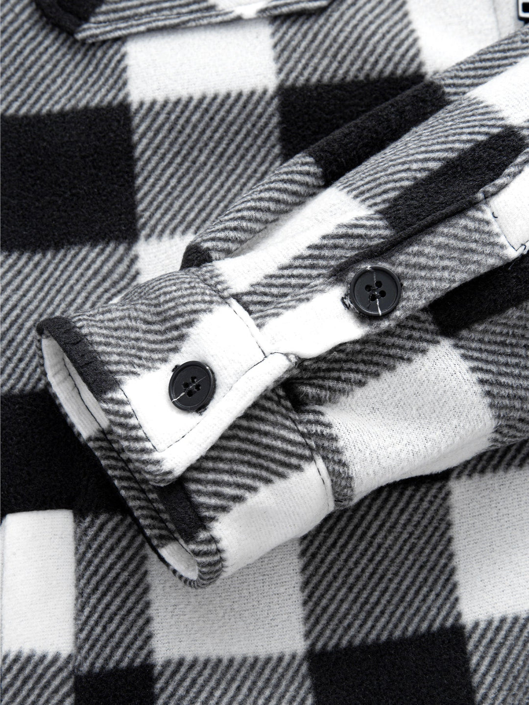 Flannel Fleece Lined Zip Up Hooded Shirt