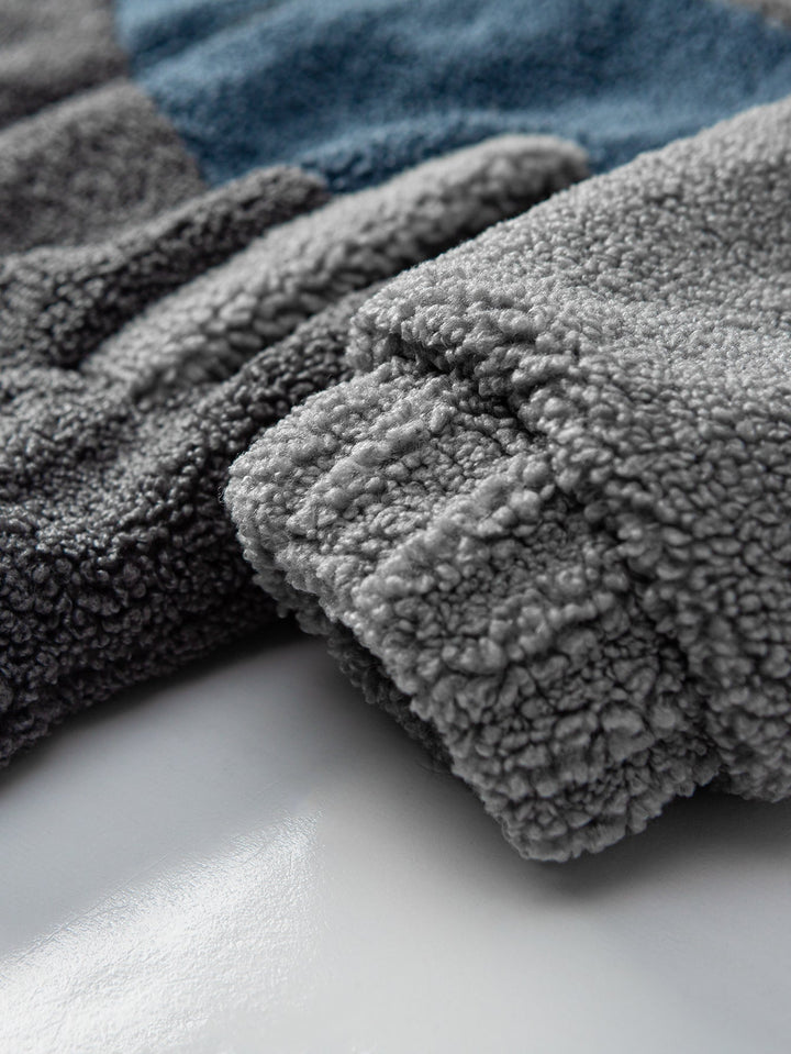 Color Block Teddy Zip-Up Jacket