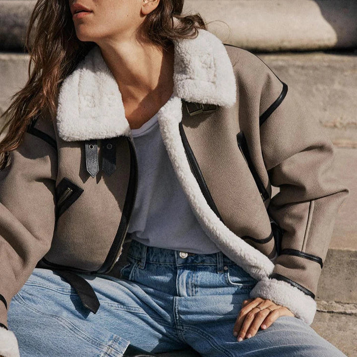 Aeris | Versatile Khaki Leather Jacket