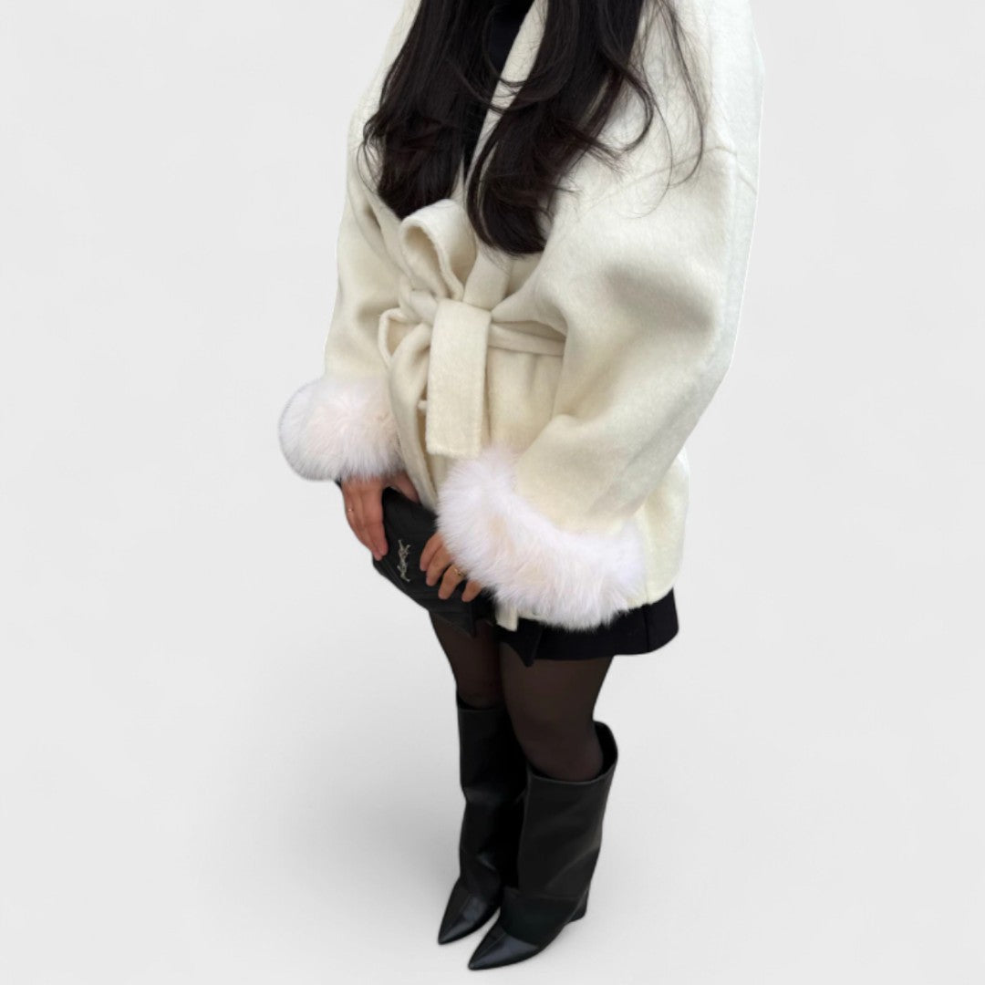 Lana | Elegant Wool Coat with Faux Fur Details