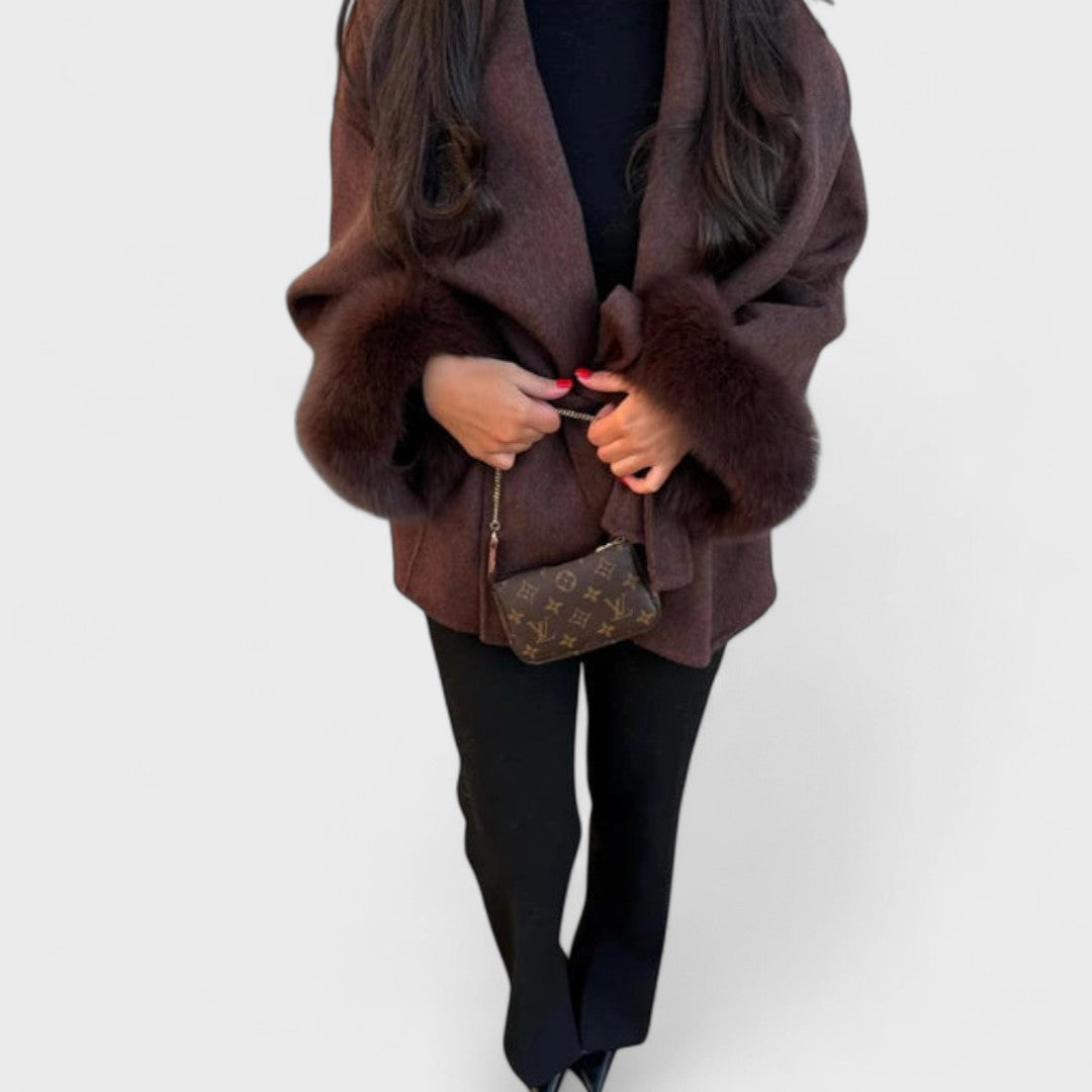 Lana | Elegant Wool Coat with Faux Fur Details