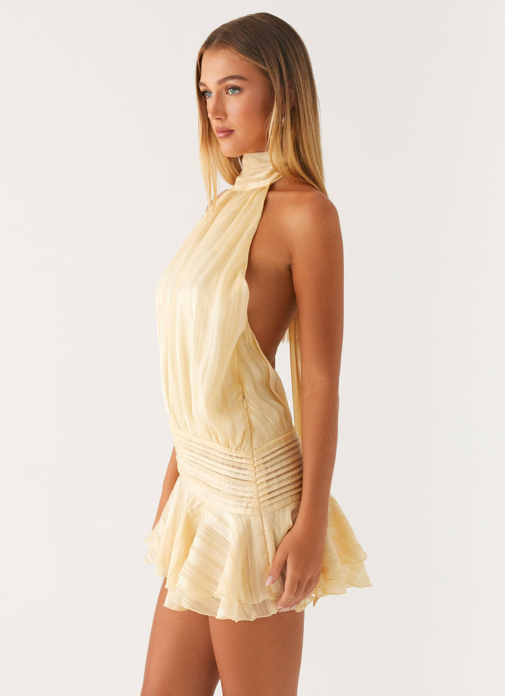 SERENELLA Beaded Waist Chiffon Mini Dress