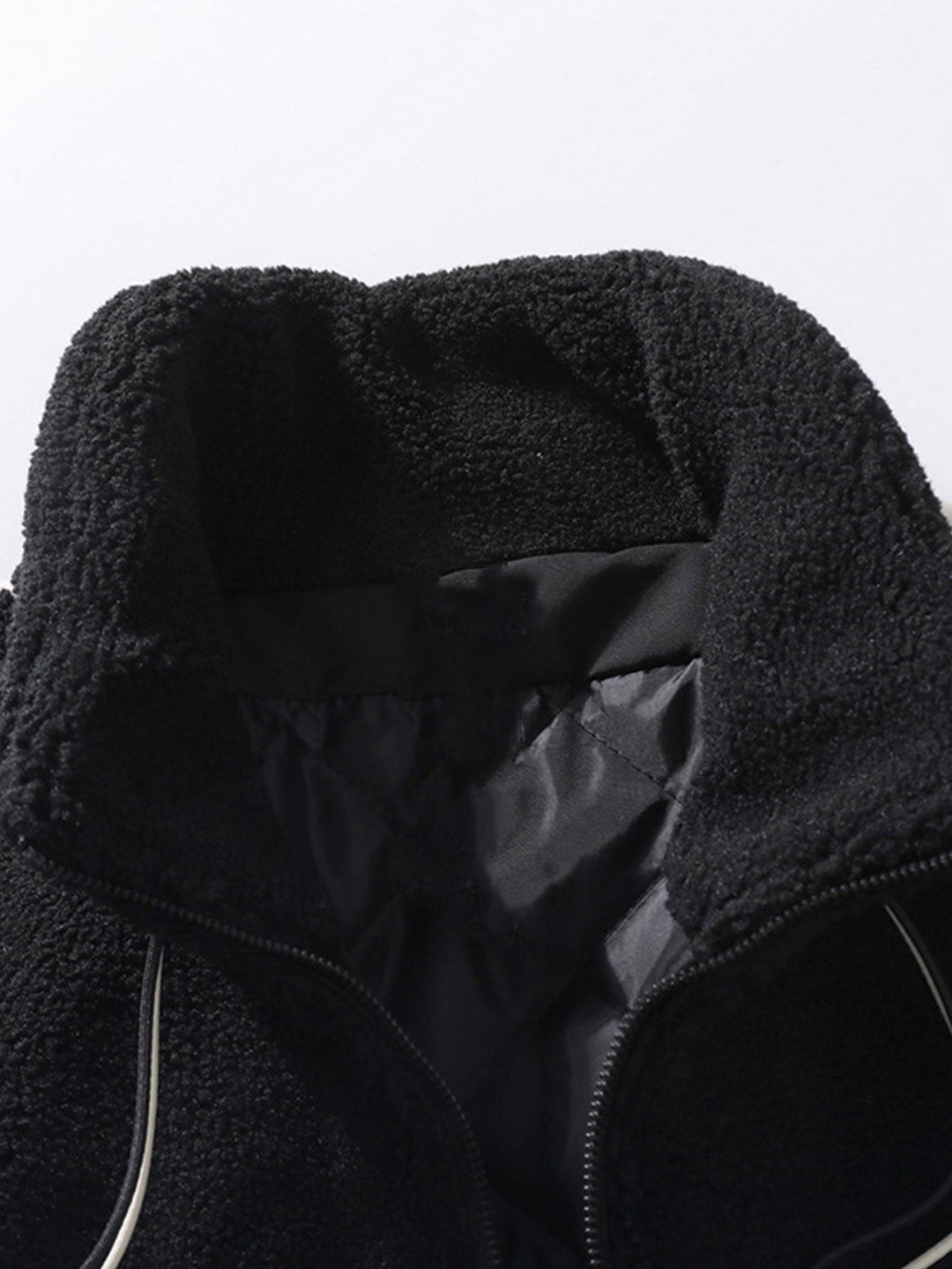 Teddy Fleece Checkerboard Stand Collar Jacket