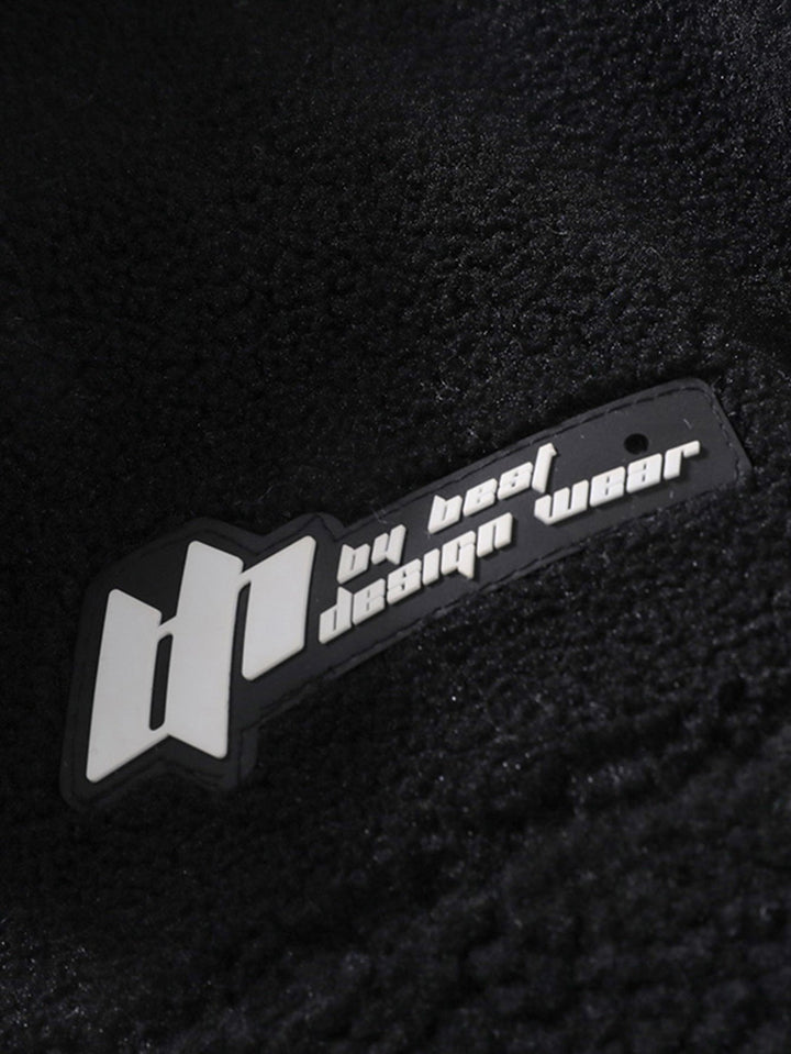 Teddy Fleece Checkerboard Stand Collar Jacket