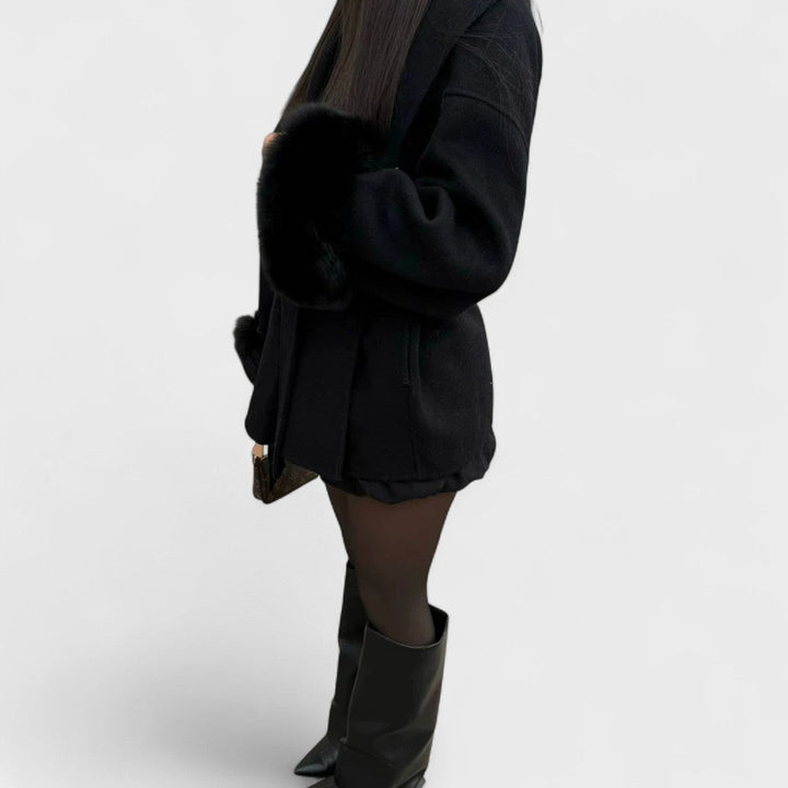 Lana | Elegant Wool Coat with Faux Fur Details