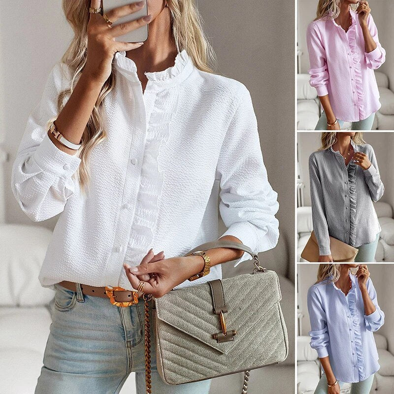 Aurora | Ruffled Button-Up Blouse