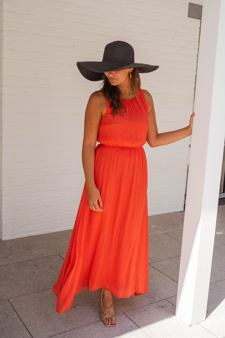 Lisa | Bold Orange Summer Dress