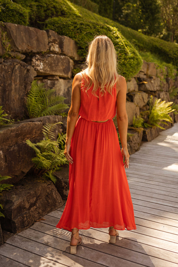 Lisa | Bold Orange Summer Dress