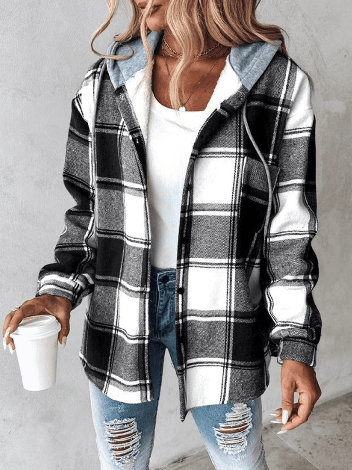 Estefanía | Checked Hoodie Blouse