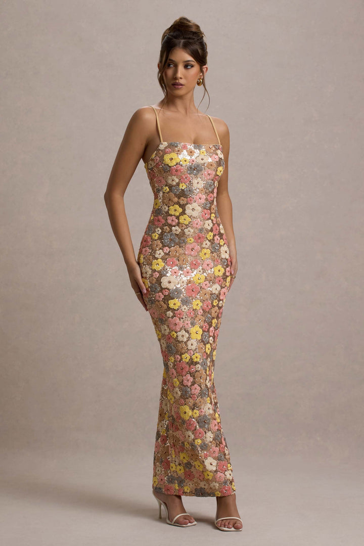 Vivianne Floral Sequin Maxi Dress
