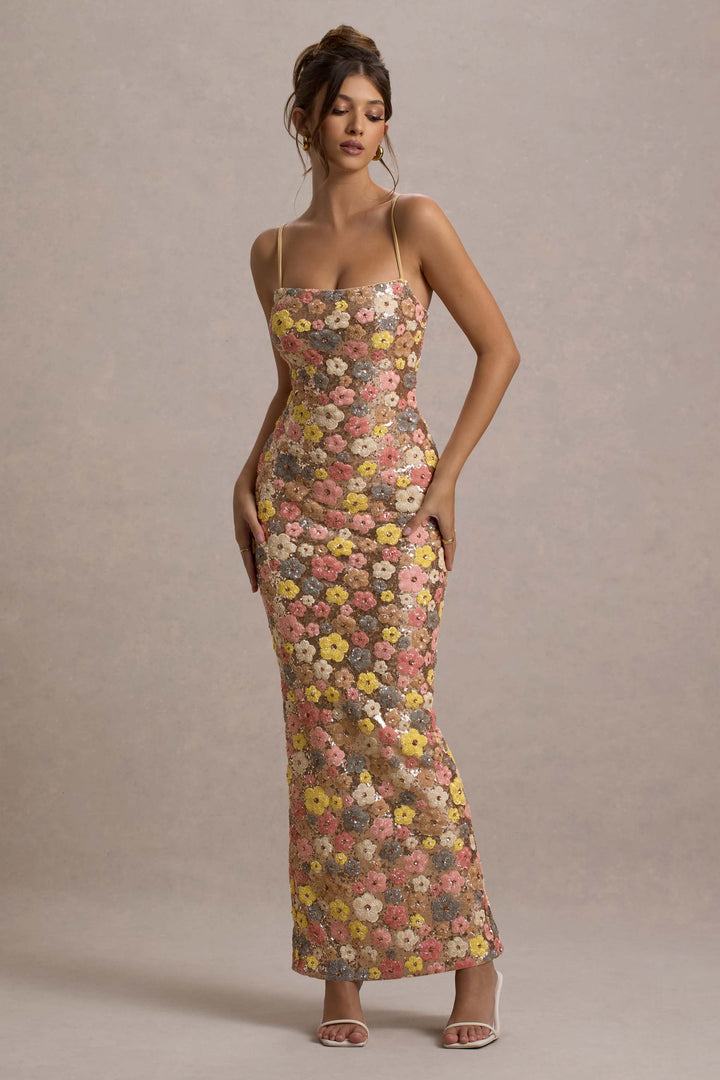 Vivianne Floral Sequin Maxi Dress