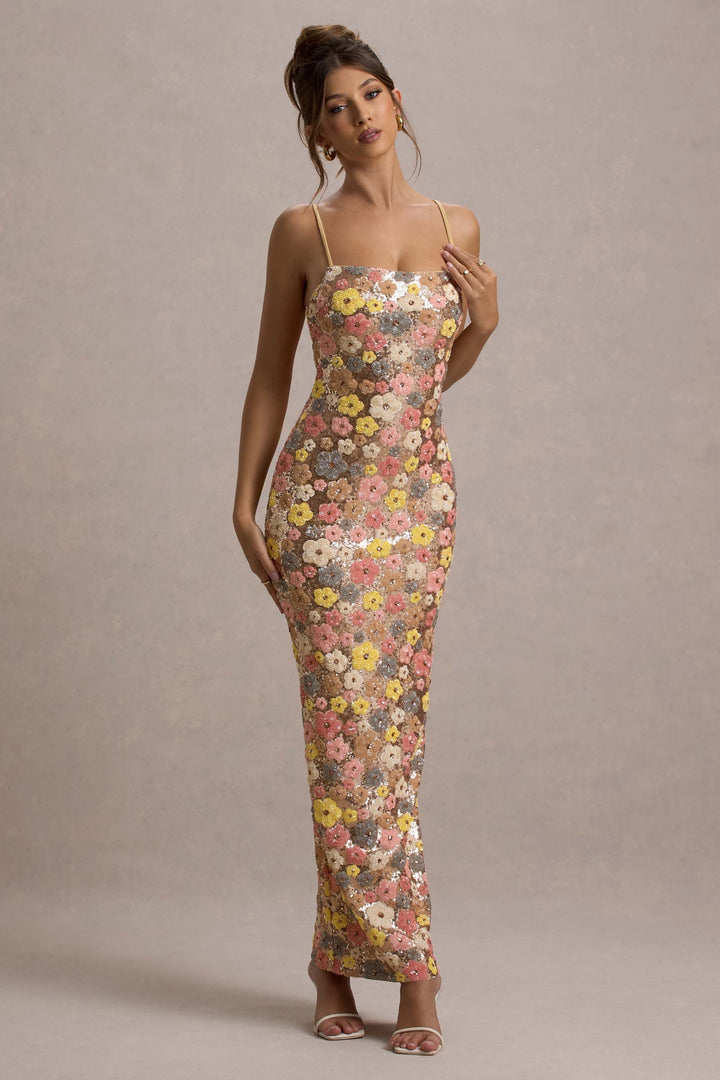 Vivianne Floral Sequin Maxi Dress